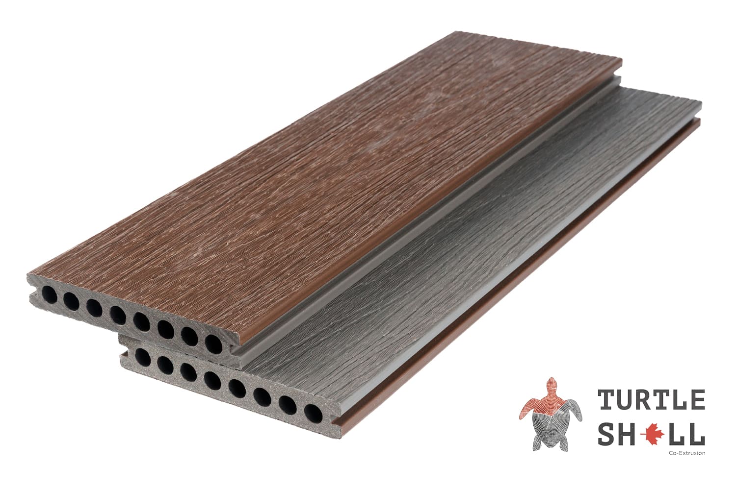 Террасная доска из ДПК Turtle Shell, Round, Texas Hickory, Co-Extrusion (Dual)
