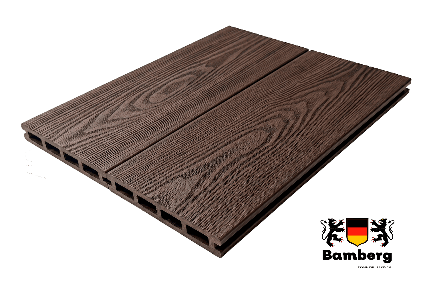 Террасная доска ДПК Бамберг пустотелая, 3D Натур (Natural), Орех (Walnut)